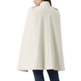 thumbnail image 3 of Abrigo de capa de doble botonadura con mangas abiertas Inspire Chic para mujer, invierno, talla XS, color beige, 3 of 6