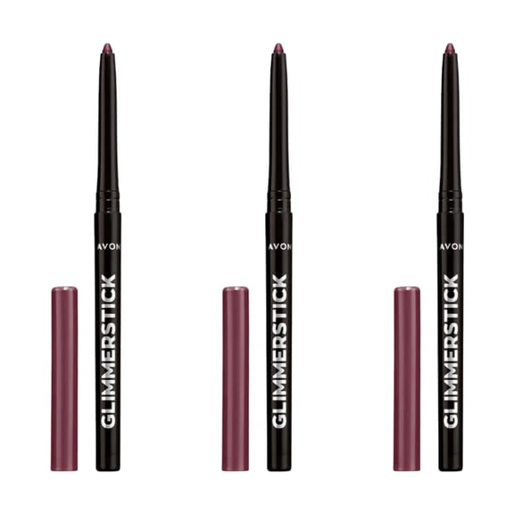 Avon Ultra Colour Glimmerstick Retractable Eyeliner, Majestic Plum, Waterproof & Smudge-Proof Glide-On Eye Makeup, SET OF 3, 0.01 oz / 0.28 g Each