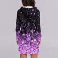 thumbnail image 5 of Women's Long Sleeve Hooded Sweatshirt Dress with Cute Floral Print, Casual Dress with Side Pockets for Fall and Winter, Cozy and Fashionable Retro Style Hoodie Dress,Purple,M, 5 of 7