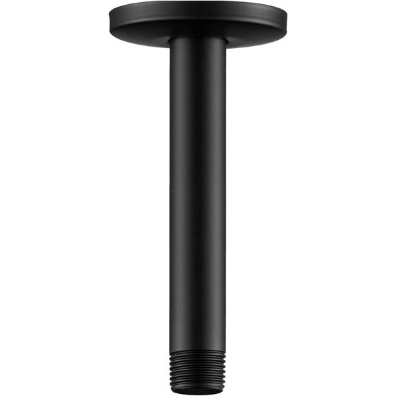 1 Pc 6 Inch Matte Black Ceiling Mount Straight Shower Arm Flange Replacement Fixed Rain Showerhead