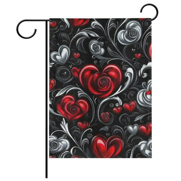Ryvnso Valentines Hearts Flowers Garden Flag 12x18 Inch Double Sided Seasonal Yard Decoration