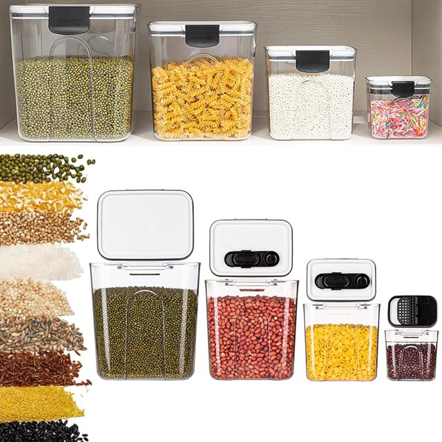 LAICAIW Socabi Staceyn Storage Containers, Staceyn Storage Containers, Orliya Baking Storage Set, Staceyn Baking Storage Set, Staceyn Baking Storage Containers, Sealed Jar Grain Storage Box (4pcs)