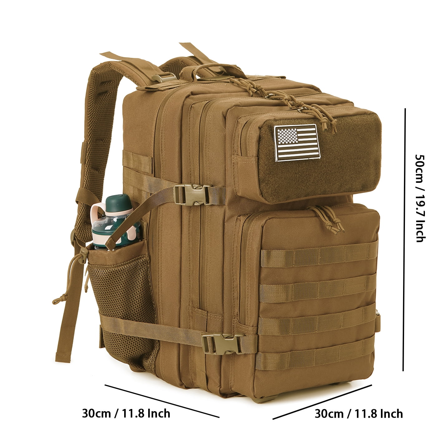 QT&QY 45L Outdoor Hiking Backpack for Men Molle Daypack 3 Day Gym Travel Rucksack with Bottle Holder