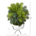 thumbnail image 2 of Nearly Natural 45in. Areca Palm Artificial Plant in White Planter with Metal Stand, 2 of 2