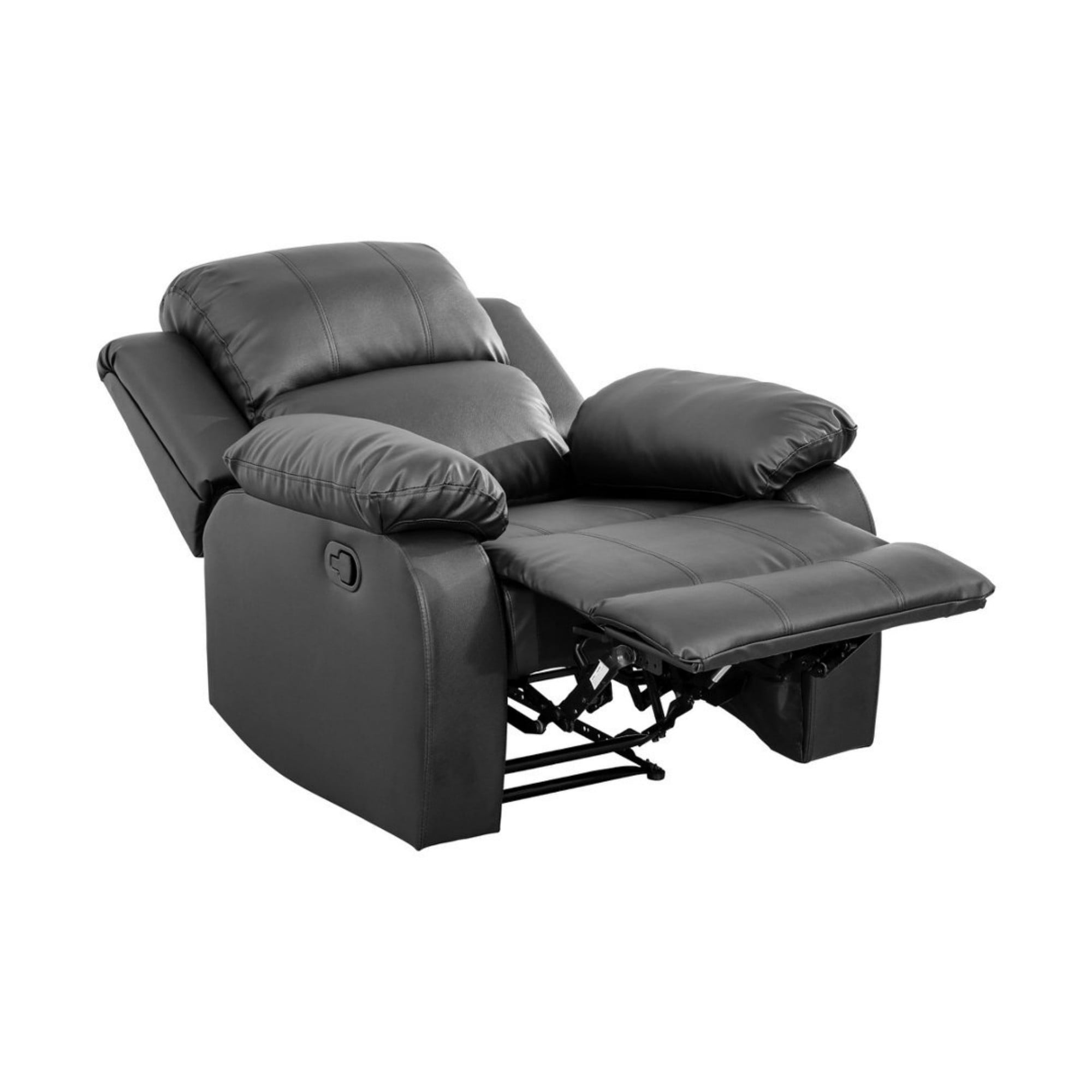 BSHTI PU Manual Recliner Chair – Single Sofa Recliner with Adjustable Backrest, High-Density Foam, Hardwood Frame, Comfort Lazy Chair for Living Room, Bedroom, Black