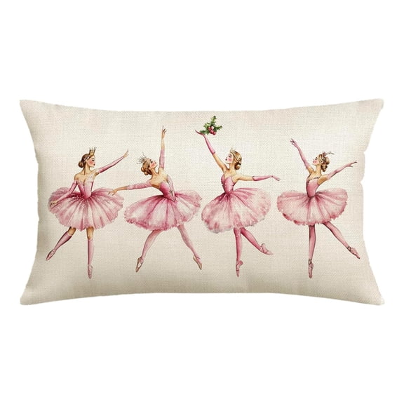 Home Decor Watercolor Ballerina Winter Holiday Party Cover 12 X 20 Inches Sofa Decorative Cushion