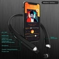 thumbnail image 2 of Foldable Bluetooth Headphones, Wireless Neckband Sports Headset with Retractable Earbuds, Sweatproof Noise Cancelling Stereo Earphones with Mic, 2 of 12