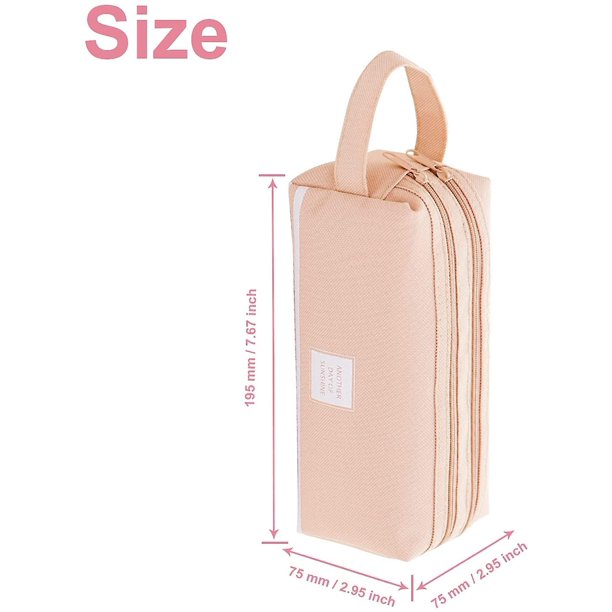 Estuche para lápices y estuche para lápices, bolsa de correo de gran capacidad para estudiantes de fieltro, bolsa con cremallera, soporte de papelería duradero (rosa) Feliz Sencillez
