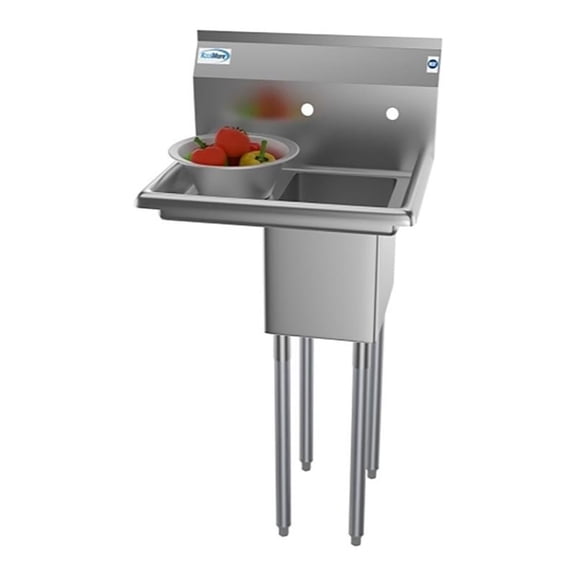 Koolmore 10x14x10 Left NSF Stainless Steel Kitchen Prep/Utility Sink in Silver