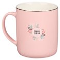 thumbnail image 3 of Christian Art Gifts Large Ceramic Bible Verse Coffee & Tea Mug for Women: The Lord is My Strength - Psalm 118:14 Inspirational Scripture Present w/Silver Rim, Lead-free Drinkware, Pink Floral, 14 oz., 3 of 4