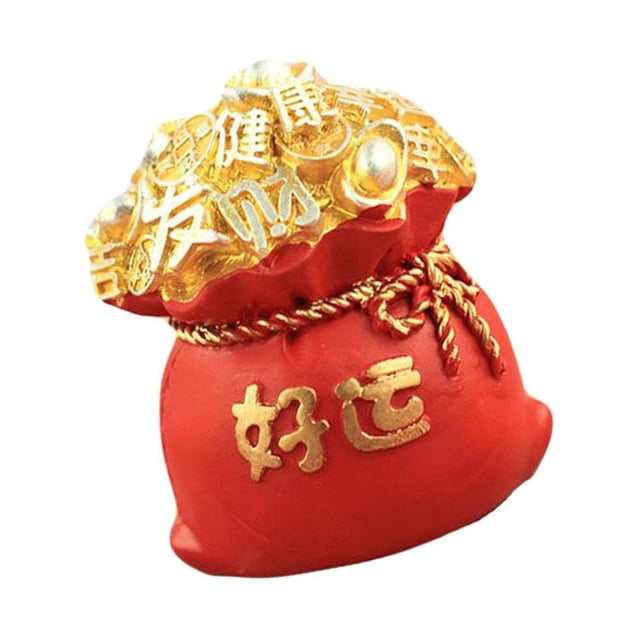 Argent Sac Chinois Feng Shui Figurine Atrract Argent Sac Décor Bonne Chance Bonne Chance Rouge