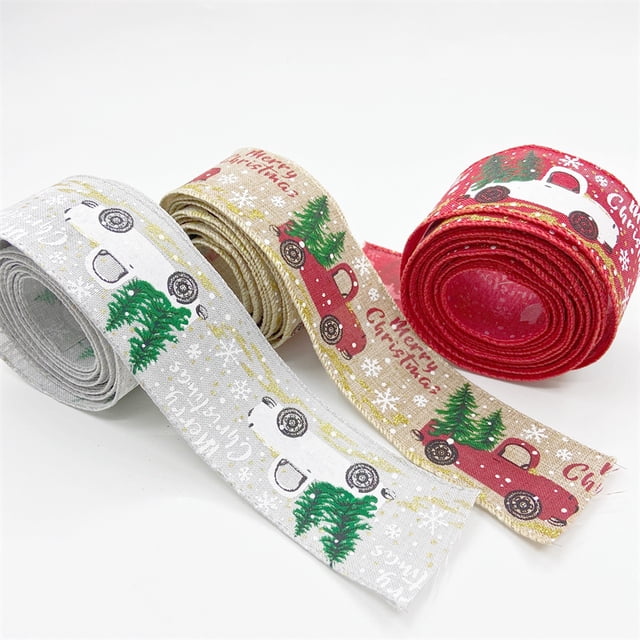 3 rollos de cinta navideña con patrones lindos, envoltura de bricolaje, 3 colores, 5,5 yardas, hermosa decoración práctica