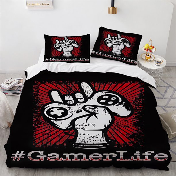 Gamer Bedding Sets for Boys,Gaming Duvet Cover Set Twin Size, Kids