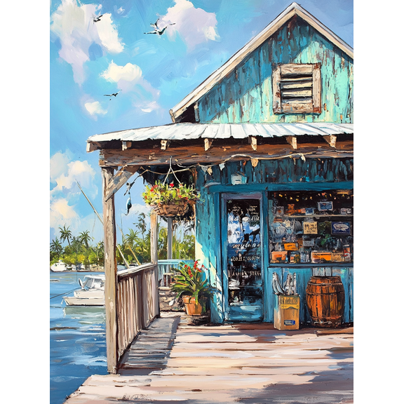 Coastal Cottage Canvas Print/Wall Art, Suitable for Living Room, Bedroom, Kitchen, Office, and Dining Room Decoration.