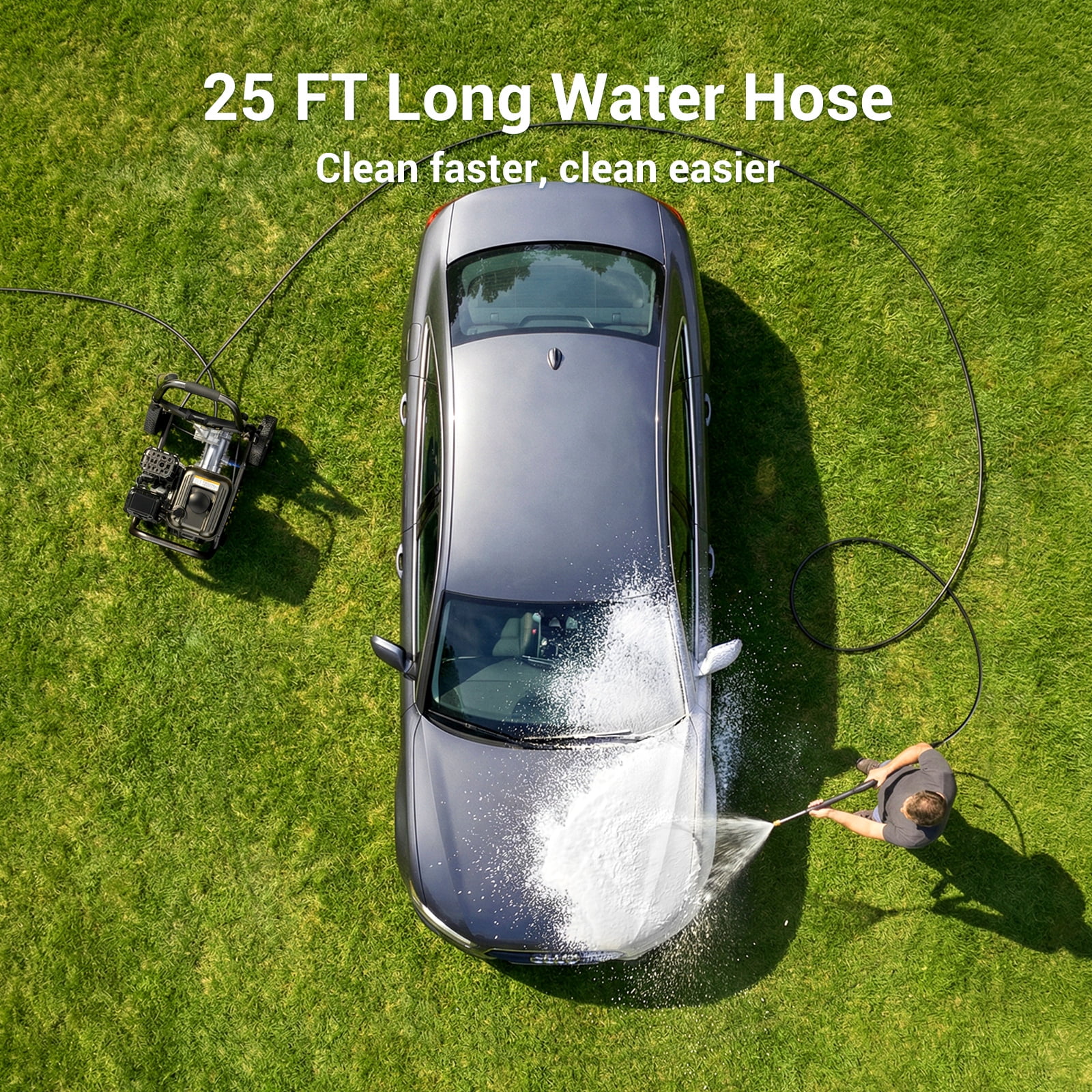 Efurden 3500PSI 2.3GPM Gas Pressure Washer, 209CC 7HP Engine, 4 Quick Connect Nozzles, 25FT Pressure Hose & Soap Tank