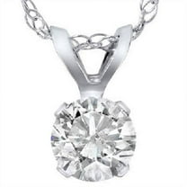 Pompeii .90 Carat Solitaire Pendant Natural Diamond 14K White Gold Womens Necklace