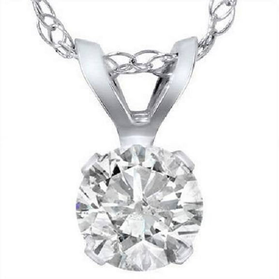 Pompeii .90 Carat Solitaire Pendant Natural Diamond 14K White Gold Womens Necklace