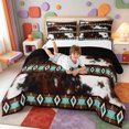 thumbnail image 3 of Erosebridal Cattle Pattern Full Size Comforter Sets,Western Cowhide Bedding Comforter Set,Black Reversible,3 Pieces,1 Comforter and 2 Pillowcases, 3 of 7
