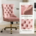 thumbnail image 5 of Upholstered Tufted Office Chair with Golden Metal Base, Adjustable Desk Chair Swivel Office Chair Armless Office Chair for Bedroom Livingroom Game Study Makeup Chair, 5 of 8