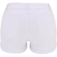 thumbnail image 2 of Women Mid Rise Ripped Stretchy Jeans Shorts Frayed Raw Hem Casual Denim Shorts, 2 of 7