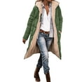 thumbnail image 2 of YMNXA Womens Hooded Coat With Pocket Long Sleeve Solid Color Zipper Knee Length Plush Warm Fashion Slim Fit Jacket For Daily Wear Army Green M, 2 of 5