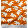 thumbnail image 1 of Soimoi Orange Rayon Crepe Fabric Polar Bear Animal Print Fabric by the Yard 46 Inch Wide, 1 of 3