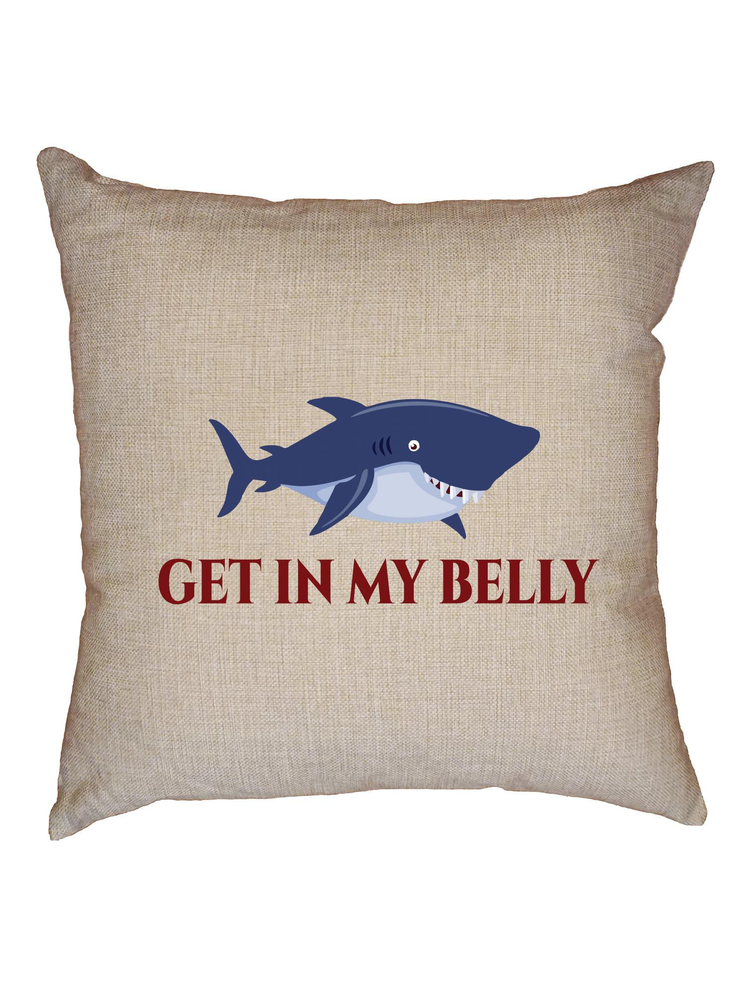 16x16 inch Home Decor White Throw Pillow Angry Shark Design Non Fade Print Decorative Sofa Cushion Stuffed with Hypoallergenic Poly Filling