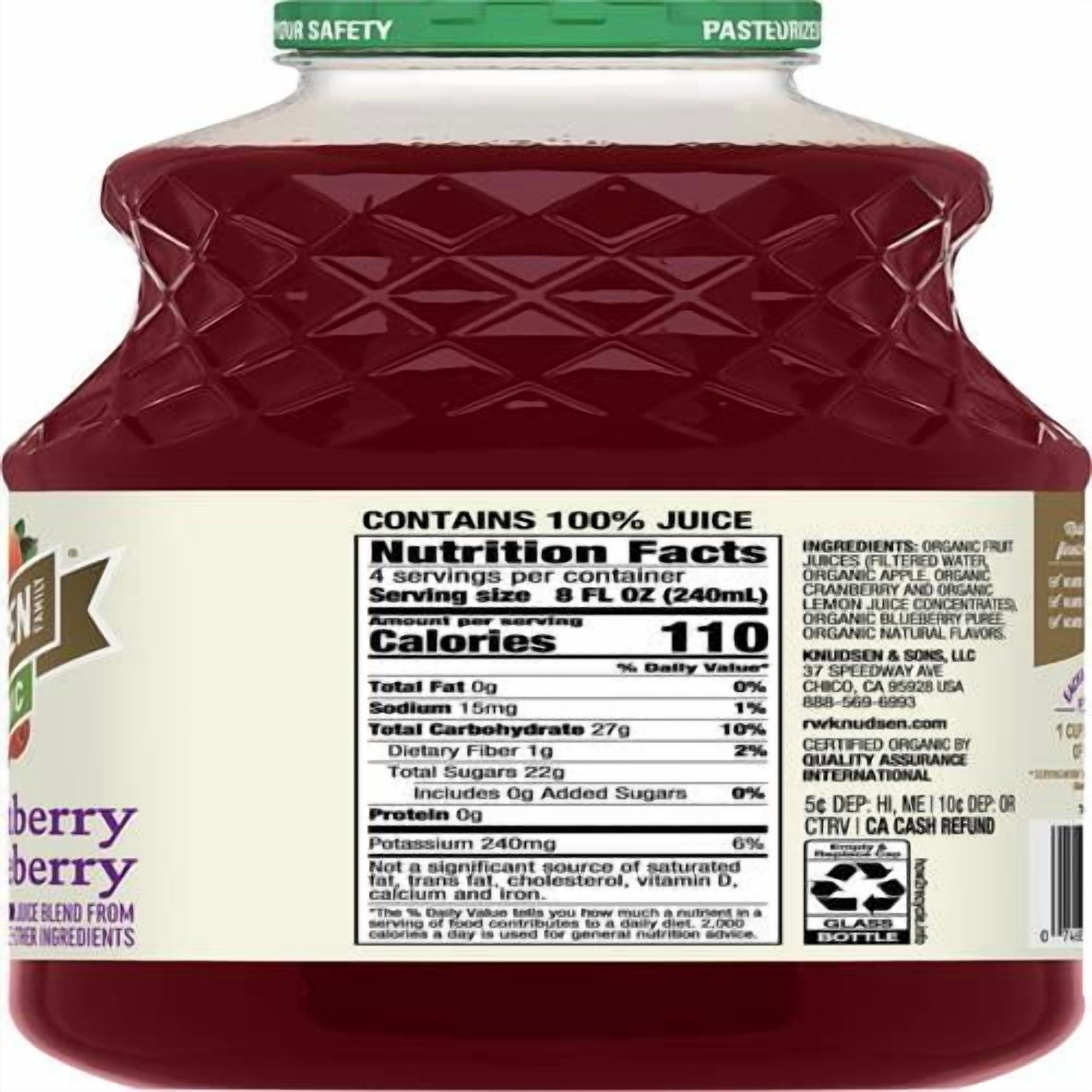 R.W. Knudsen Family Organic Cranberry Blueberry Juice Blend, 32 Ounces - Pack of 2