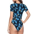thumbnail image 4 of Naloa Blue Butterfly Women's Short-Sleeved Onesie, One-Piece Swimsuit for Parties, dates, clubs - X-Large, 4 of 9