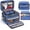 Blue, variant on Acrylic Paint Organizer Bag with Adjustable Dividers, Portable Art Supply Storage Case with 12-Slot Brush Holder and Clear Zipper Pocket(Pink)