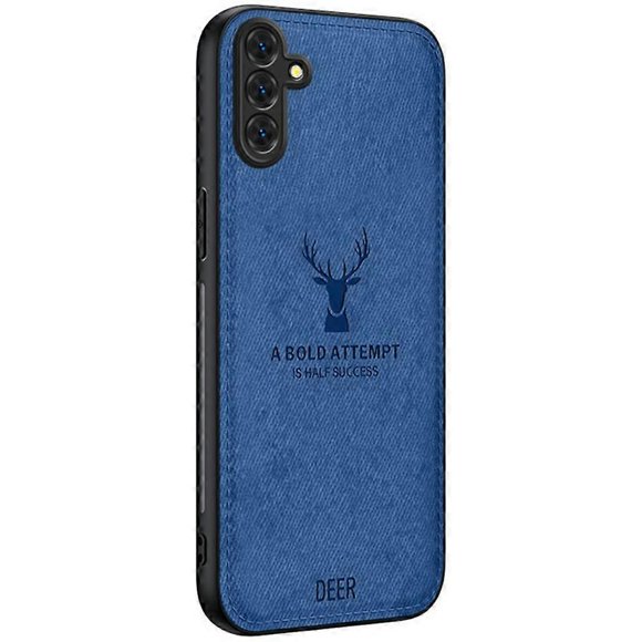 For Samsung Galaxy A26 5G Case Deer Pattern Cloth Texture PU Leather Hybrid Phone Cover - Grey