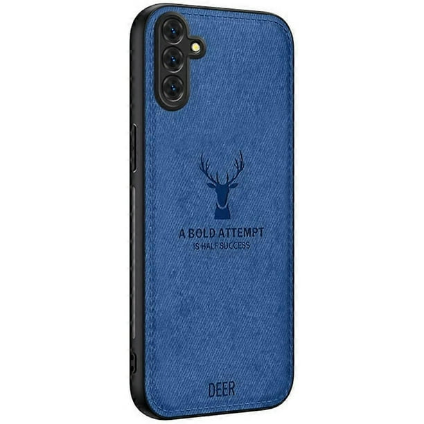 For Samsung Galaxy A26 5G Case Deer Pattern Cloth Texture PU Leather Hybrid Phone Cover - Grey
