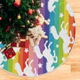 thumbnail image 5 of FMSHPON Rainbow Stripe Unicorn Star Xmas Christmas Tree Skirt Stand Mat for Holiday Party Decoration Indoor Outdoor 48 inches, 5 of 6
