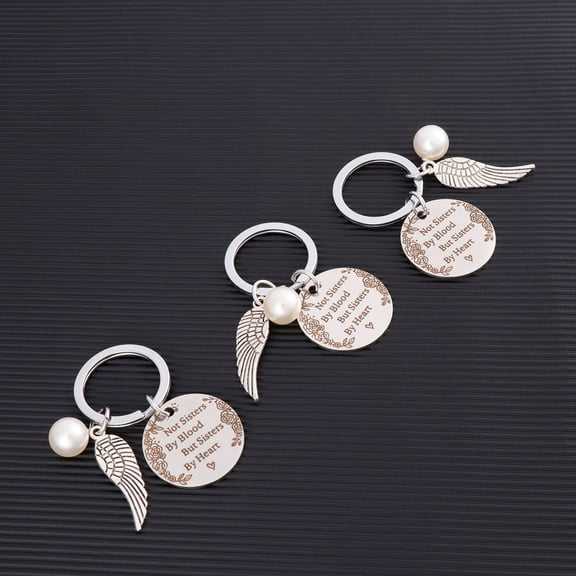 HINTRMENT 3Pcs Friendship Style Stainless Steel Keychain Pendant for Girls Best Friends Everyday Use 1.97*0.98in