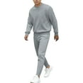 thumbnail image 3 of UVEASISHA Mens 2 Piece Waffle Knit Set Long Sleeve Pullover Sweatshirt and Drawstring Jogger Pants Sweatsuits Casual Fall Outfits with Pockets Gray XXL, 3 of 6