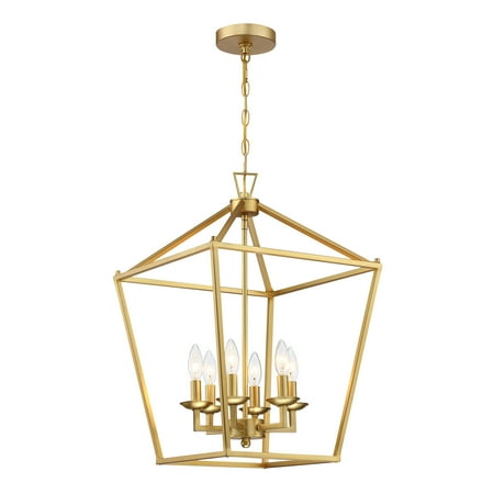 

16 Inch 6-Light Geometric Kitchen Pendant Light with Soft Gold Finish