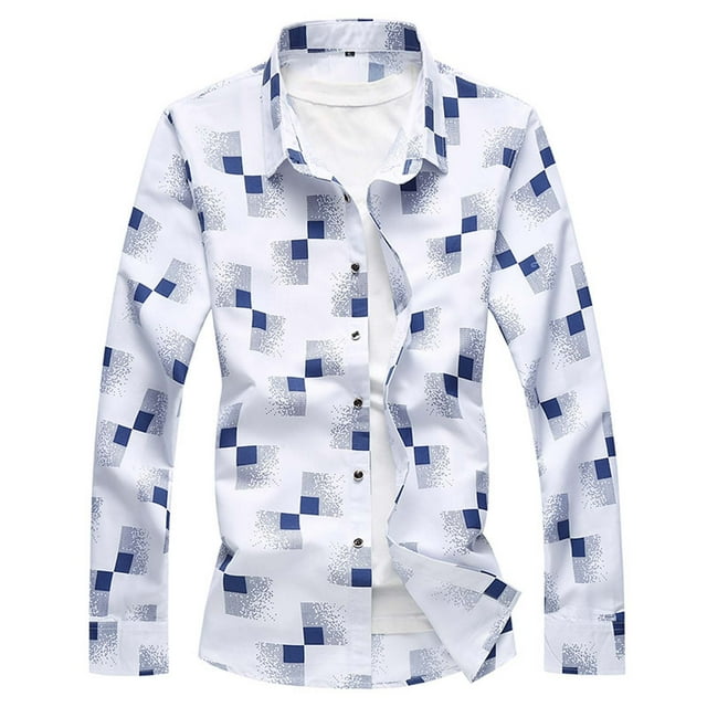 Blusa y camisa formal de manga larga con cuello vuelto para hombre, camisa con estampado a color, blusa de manga larga con cuello vuelto, blusa para hombre