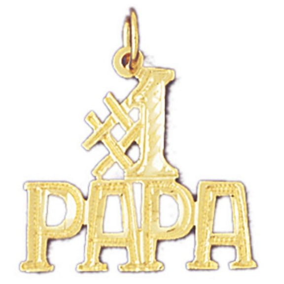14K Yellow Gold #1 Papa Pendant - 24 mm