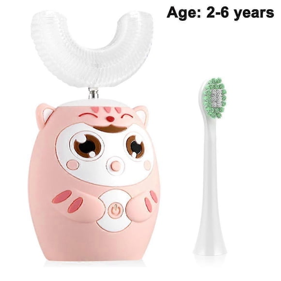 Cepillo de dientes eléctrico ultrasónico para niños, cabezal de gel de sílice suave, tipo U