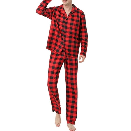 

Christmas Pajamas Matching Family Plaid Sleepwear Long Sleeve Holiday Xmas Loungewear Homewear
