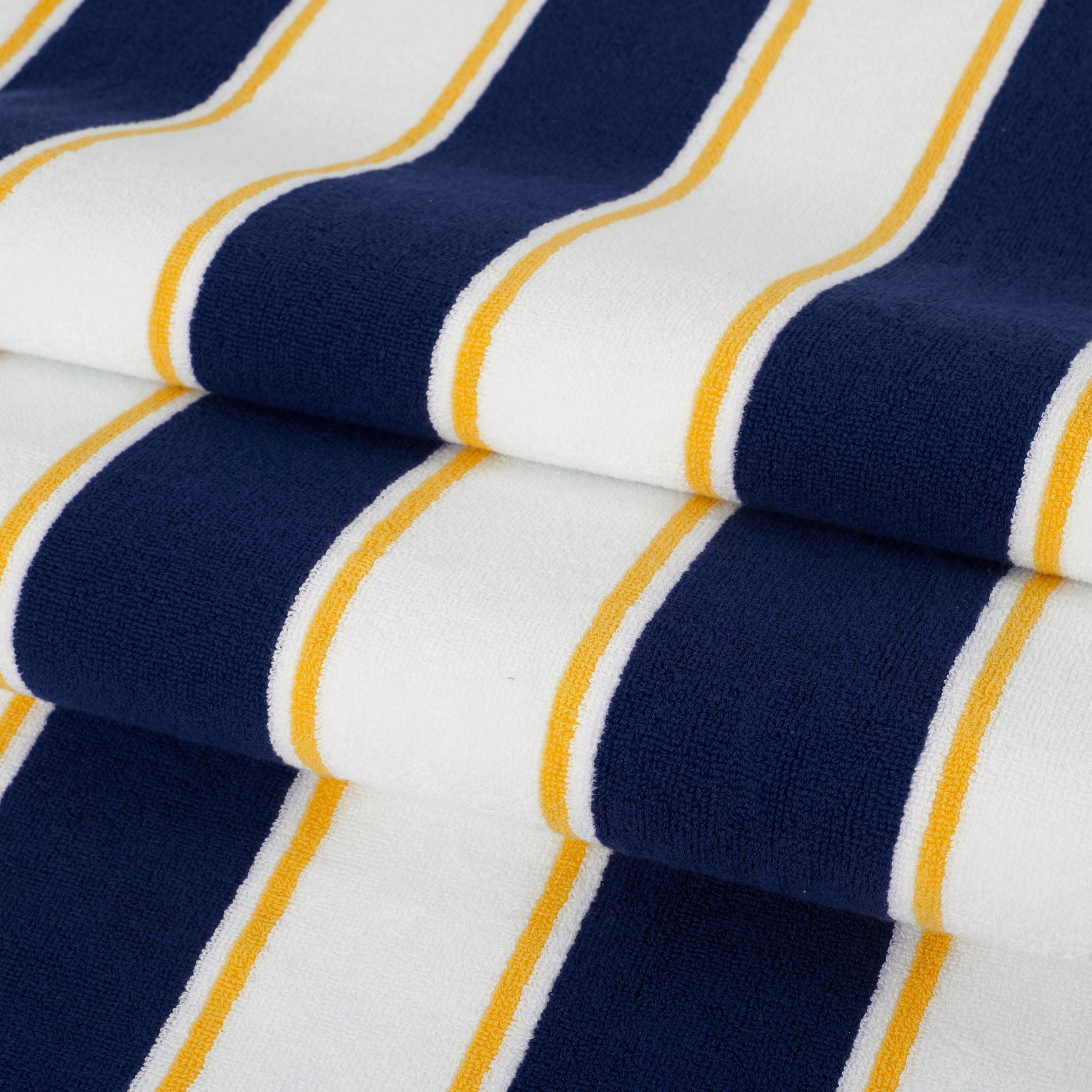 Aston & Arden Luxury Beach Towel, Oversized 35x70 in., Ultra Soft and Plush, Thick 600 GSM, Navy and Yellow Pinstripes