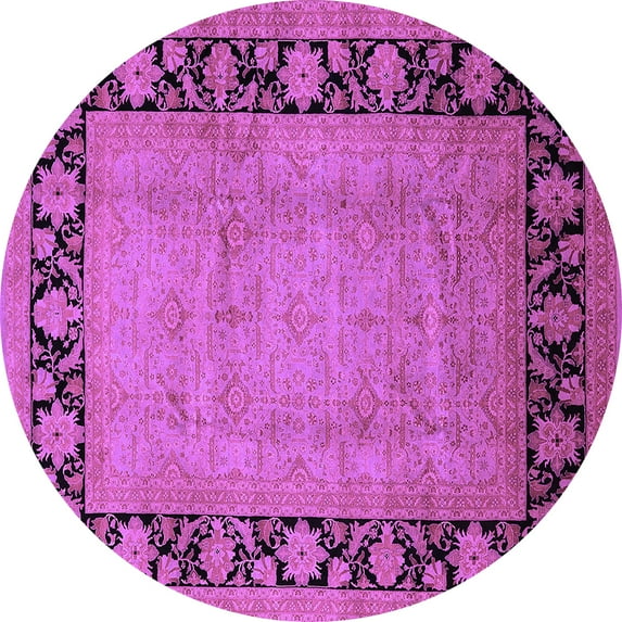 Ahgly Company Indoor Round Oriental Purple Industrial Area Rugs, 3' Round