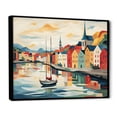 thumbnail image 3 of Designart "Reykjavik Landscape in Iceland II" Oversized Coastal Framed Wall Art - Coastal Blue Coastal Port Bedroom Framed Canvas Wall Art, 3 of 7
