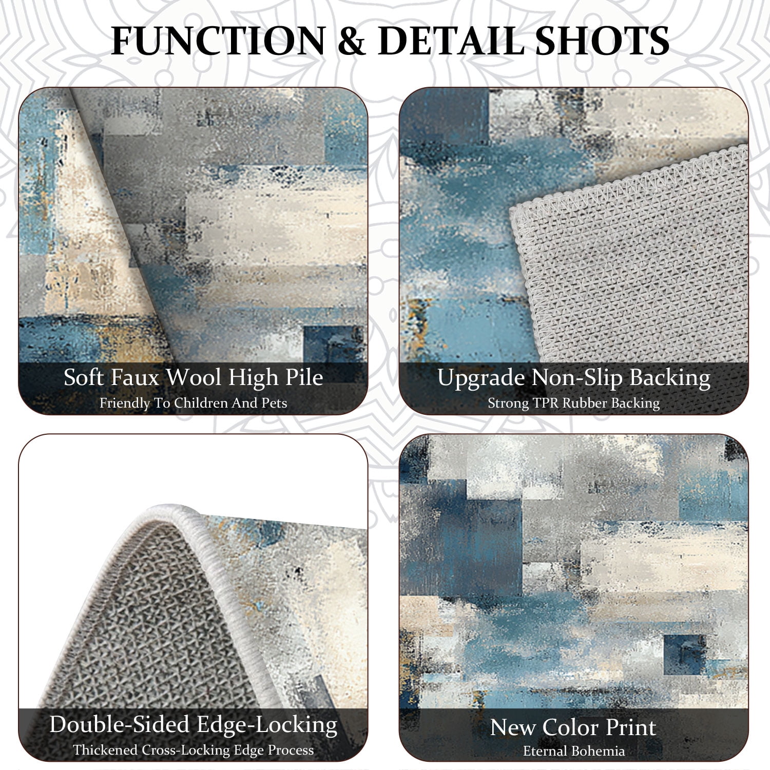 3 Piece Kitchen Rug Set, Non-Slip And Washable, Abstract Pattern Kitchen Hallway Rug, Soft And Comfortable, Suitable For Sinks, Floors, Entrances, Hallways and Bathrooms