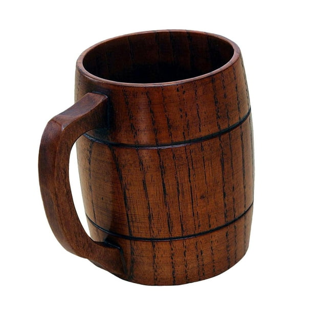 Taza De De Tazas De Cerveza Taza De Taza De Té Hecha Con Asa Para Leche Bebidas De Té, Viajes De Camping Al BLESIY Jarra de cerveza de madera