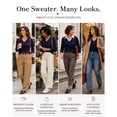thumbnail image 6 of QUALFORT Sweaters for Women, Lightweight V Neck Long Sleeve Pullover Sweater, Soft Knit Women's Sweater Top, Navy XL, 6 of 7