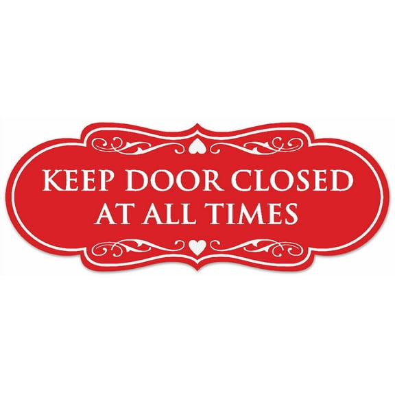 Signs ByLITA Designer Keep Door Closed at All Times Sign - Easy Installation | Durable Wall or Door Sign (Red) - Large