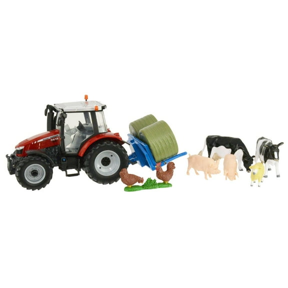 Britains 43205 Massey Ferguson 5612 Playset Tractor Bales Lifter Animals 1:32