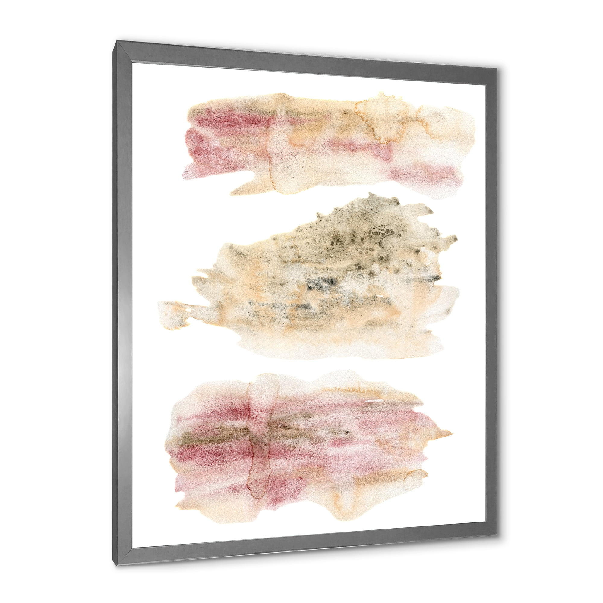 Designart 'Pink and Golden Abstract Clouds' Modern Framed Art Print