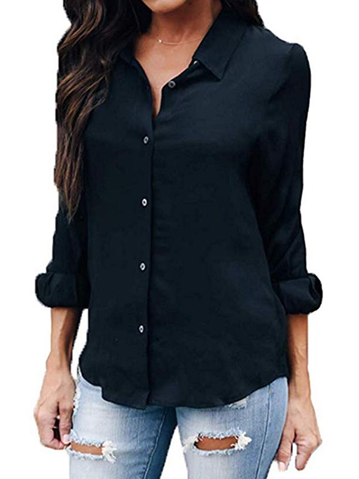 sheer button down top